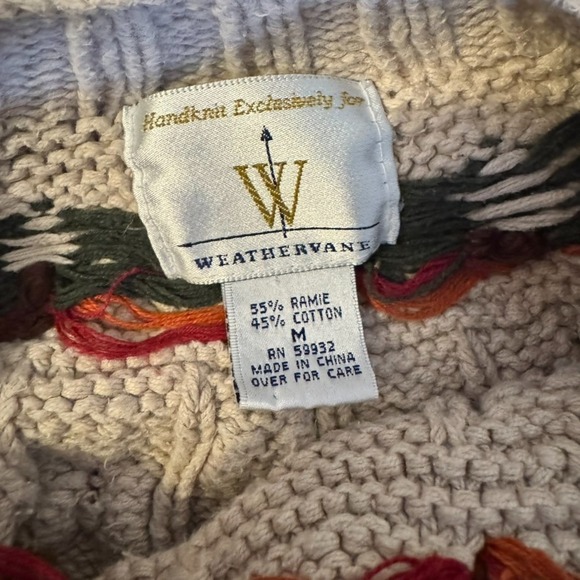VTG Weathervane Pullover Heavy Sweater Hand Knit Floral Women Size M CottageCore - Picture 6 of 6